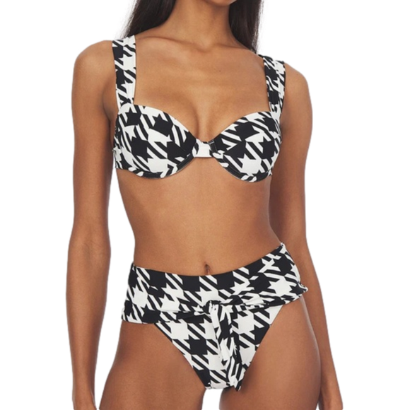 WeWoreWhat Other - NWT WeWoreWhat Black White Houndstooth Bikini Claudia Top Riviera Bottom XS